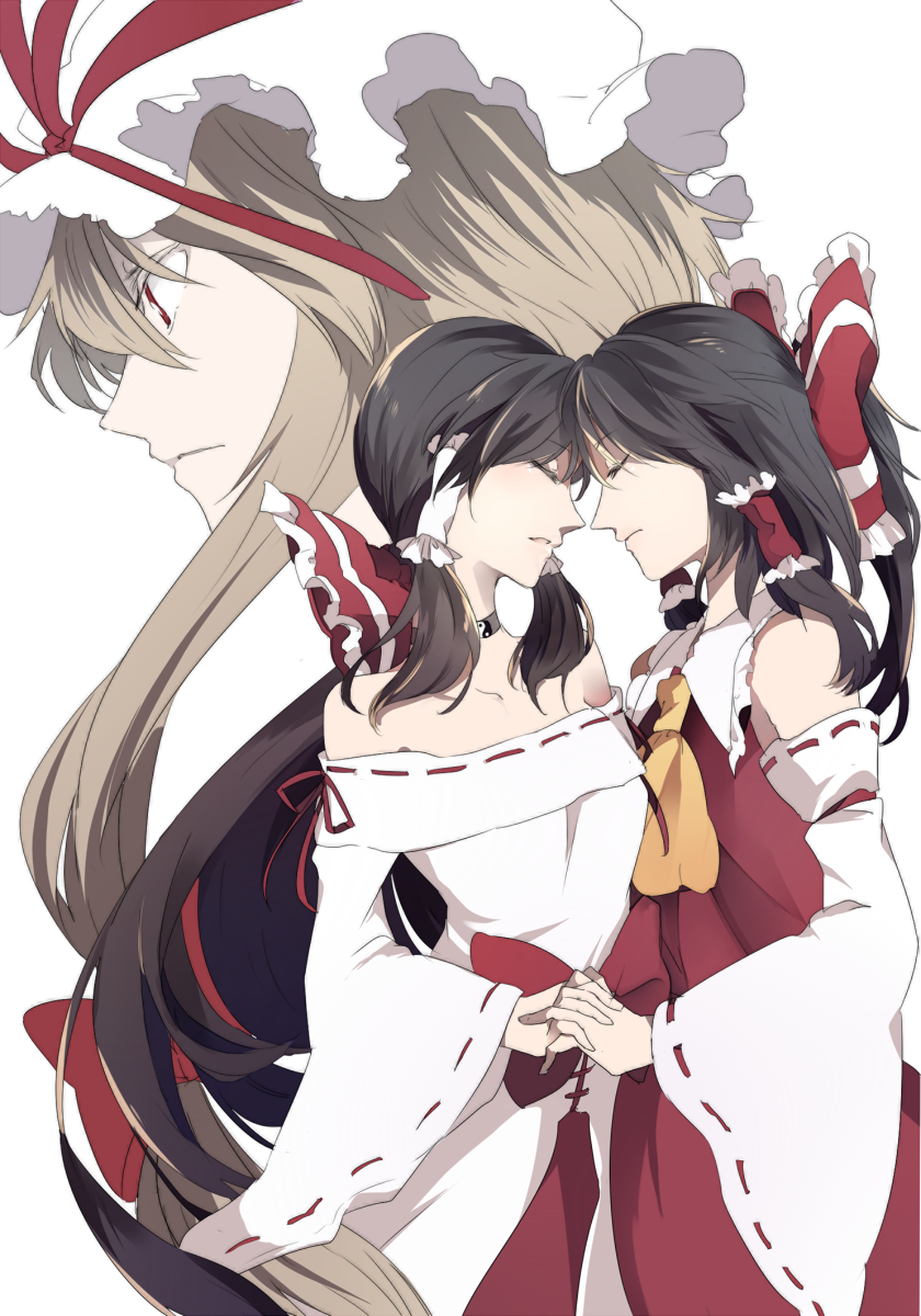 hakurei reimu, yakumo yukari, and sendai hakurei no miko (original and 2 more) drawn by sofy