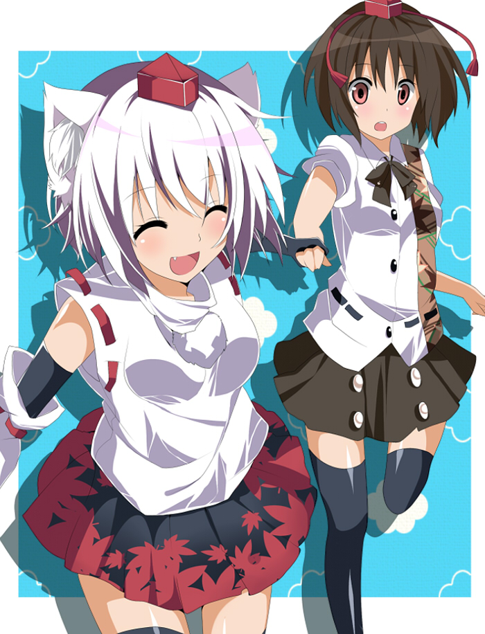 shameimaru aya and inubashiri momiji (touhou) drawn by takeno_koko