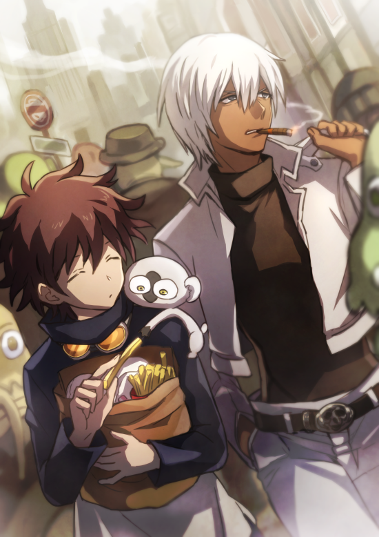 leonardo watch, zap renfro, and sonic speed monkey (kekkai sensen) drawn by chiko_(d04099)
