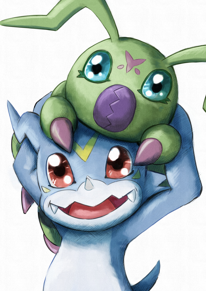 v-mon and wormmon (digimon) drawn by takeuchi_(rtakeuchi1535)