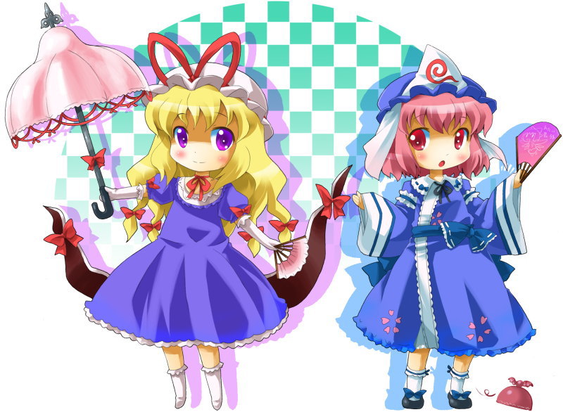 yakumo yukari and saigyouji yuyuko (touhou) drawn by michii_yuuki