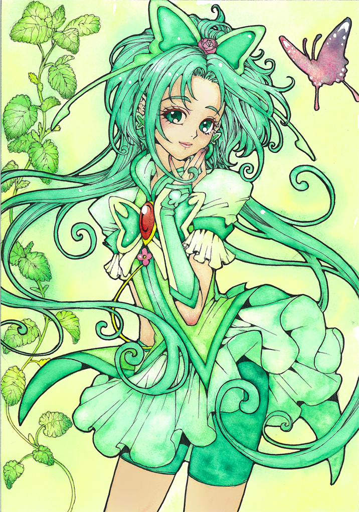 akimoto komachi and cure mint (precure and 2 more) drawn by sayococco