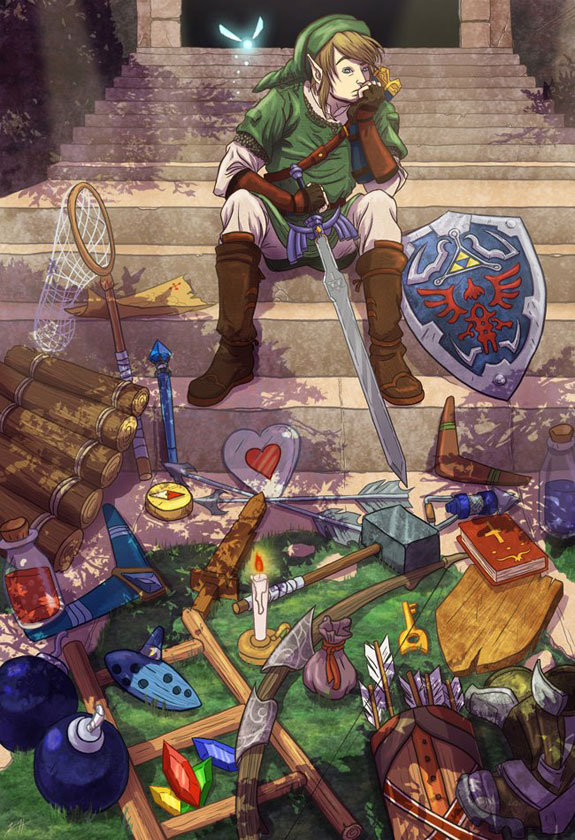 link and navi (the legend of zelda and 1 more) drawn by kim_herbst