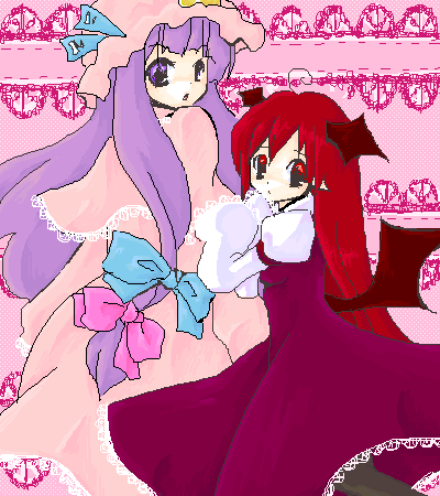 patchouli knowledge and koakuma (touhou) drawn by miyu_sakanashi
