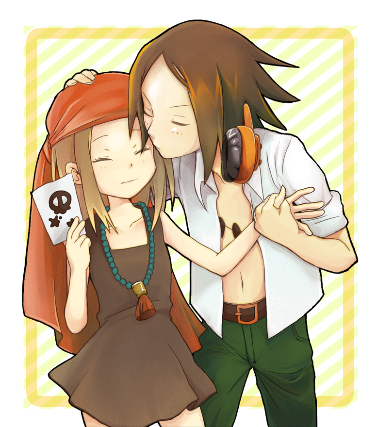 kyouyama anna and asakura yoh (shaman king) drawn by amripo