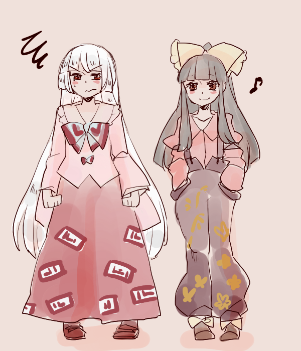 fujiwara no mokou and houraisan kaguya (touhou) drawn by komaku_juushoku