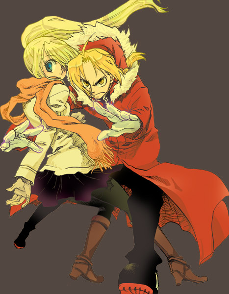 edward elric and winry rockbell (fullmetal alchemist) drawn by hoshino_hitsuki