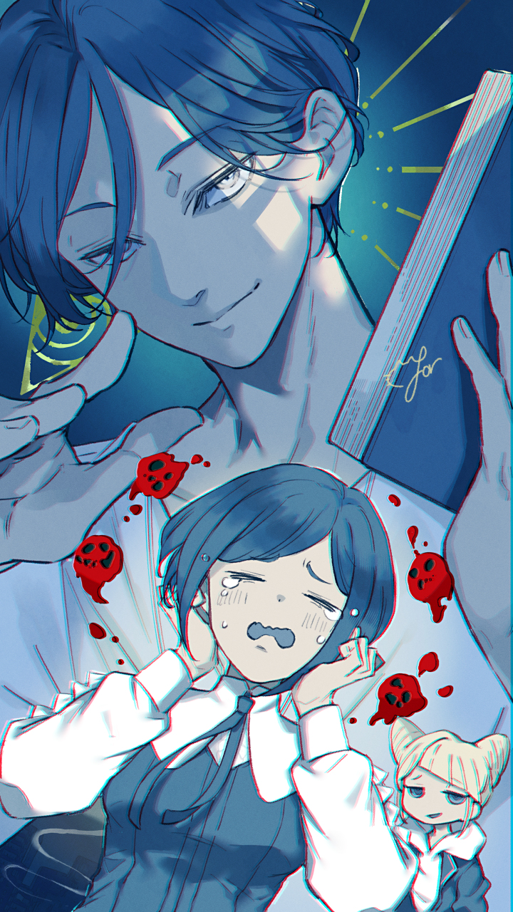 fukurai azami, meguriya ayumu, and jasmine (toshi densetsu kaitai center) drawn by yokane