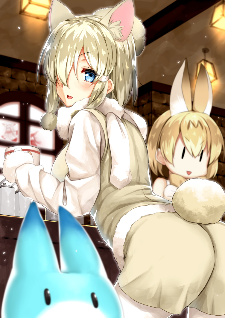serval, lucky beast, japanese crested ibis, and alpaca suri (kemono friends) drawn by b-ginga