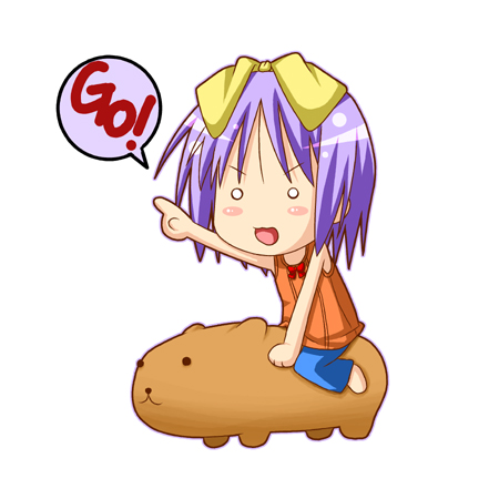 hiiragi tsukasa and capybara-san (lucky star) drawn by minami_(colorful_palette)