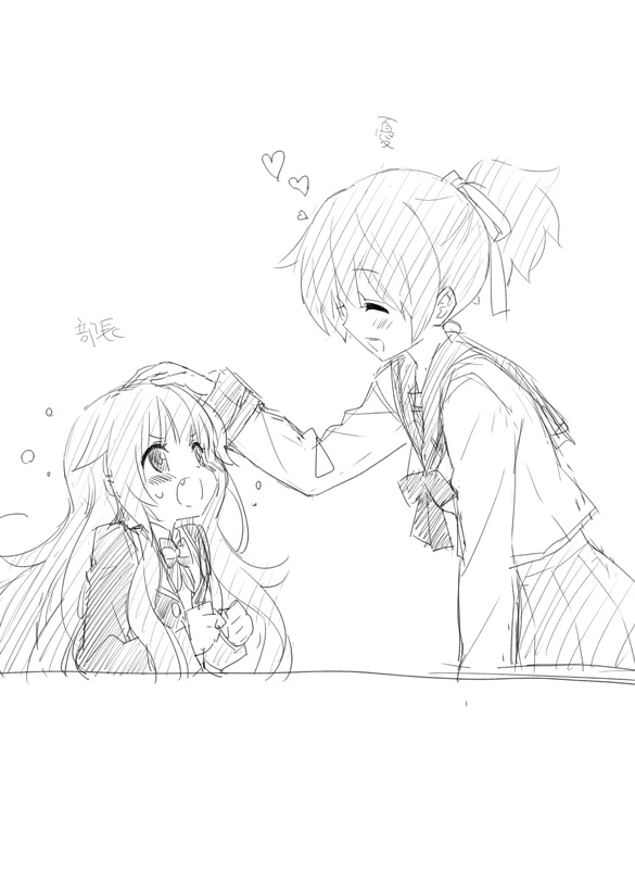 hirasawa ui and amatsuka mao (k-on! and 1 more) drawn by kani_biimu