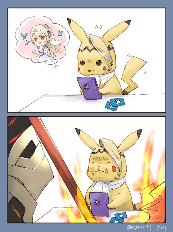 pikachu, female corrin, xander, detective pikachu, and surtr (pokemon and 5 more) drawn by robaco