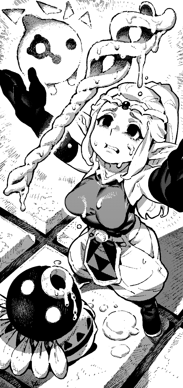 princess zelda, tri, and deku scrub (the legend of zelda and 1 more) drawn by ireading