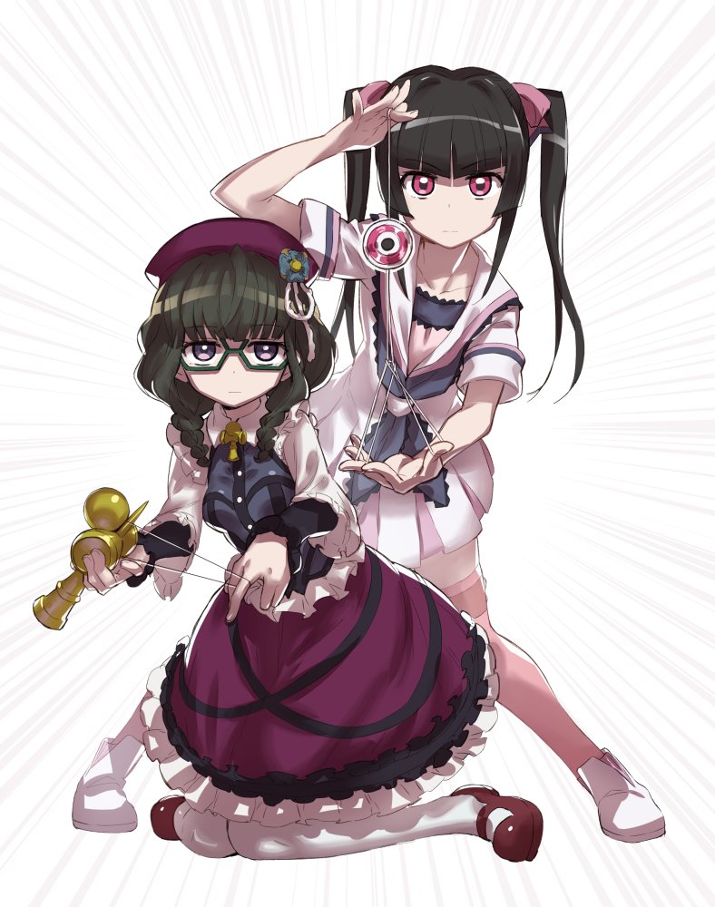 tsukuyomi shirabe and prelati (senki zesshou symphogear) drawn by murakami_hisashi