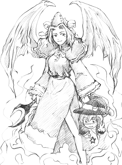 kirisame marisa and mima (touhou and 1 more) drawn by wizneko