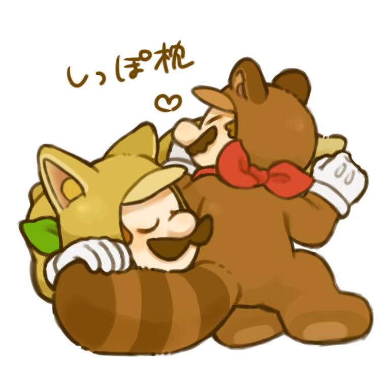 mario, luigi, tanuki mario, and kitsune luigi (mario and 1 more) drawn by mimimi_(mimimim9999)