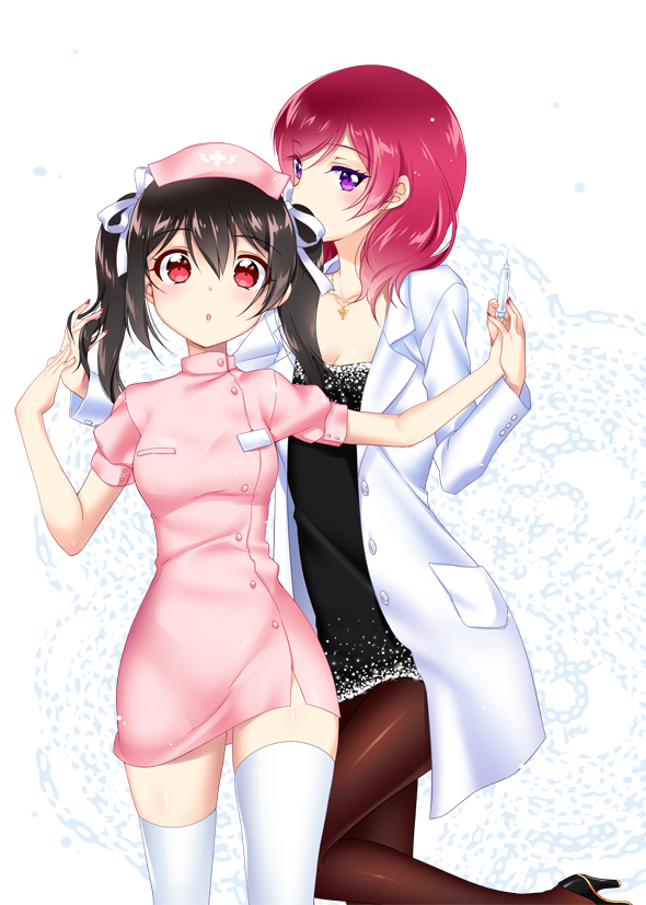 nishikino maki and yazawa nico (love live! and 1 more) drawn by p.kibi