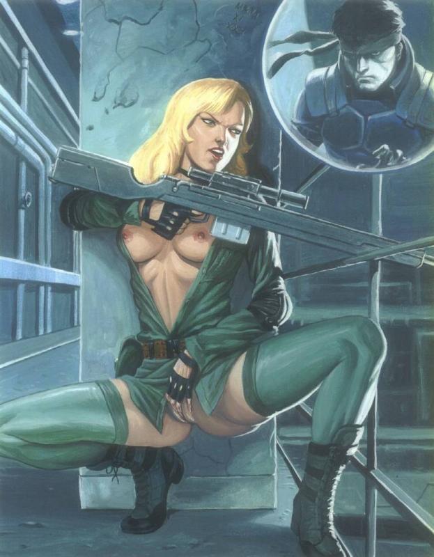 solid snake and sniper wolf (metal gear and 1 more) drawn by pandora's_box