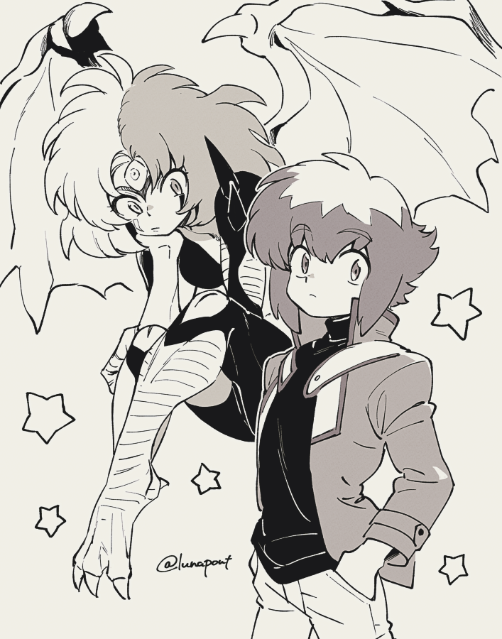 yuki judai and yubel (yu-gi-oh! and 1 more) drawn by lunapont