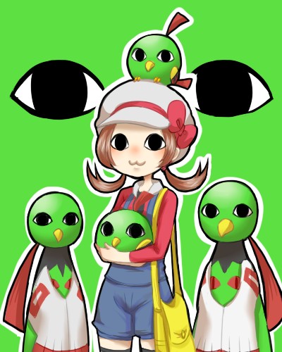 lyra, natu, and xatu (pokemon and 1 more) drawn by sakurai_(kage)