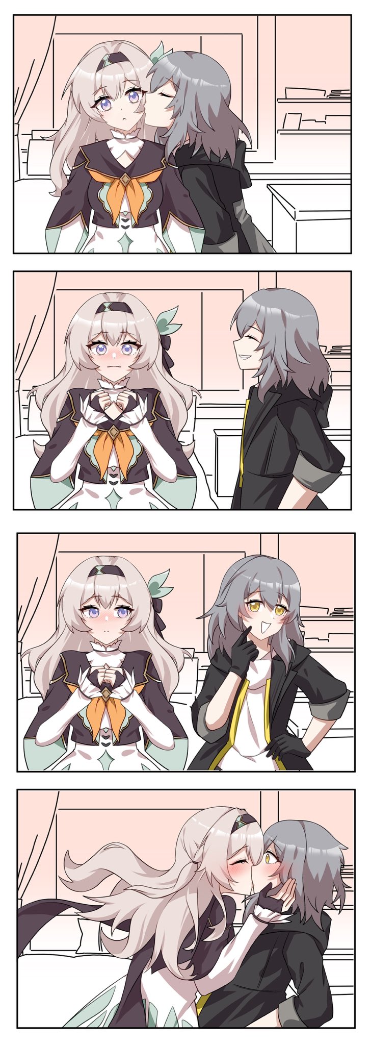 trailblazer, firefly, and stelle (honkai and 1 more) drawn by hsrmangakichi