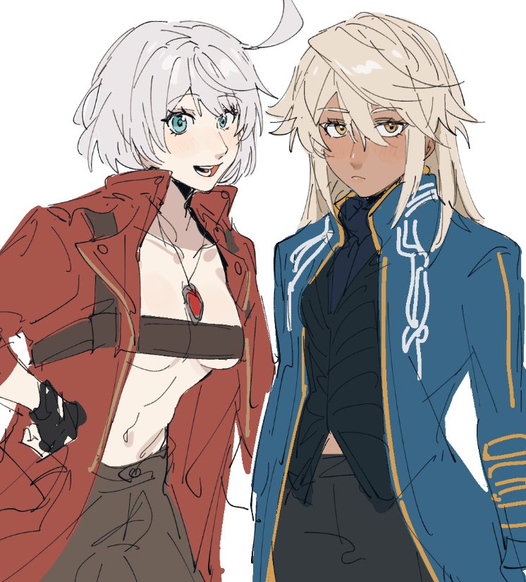 dante, ramlethal valentine, elphelt valentine, and vergil (guilty gear and 3 more) drawn by merrydoground