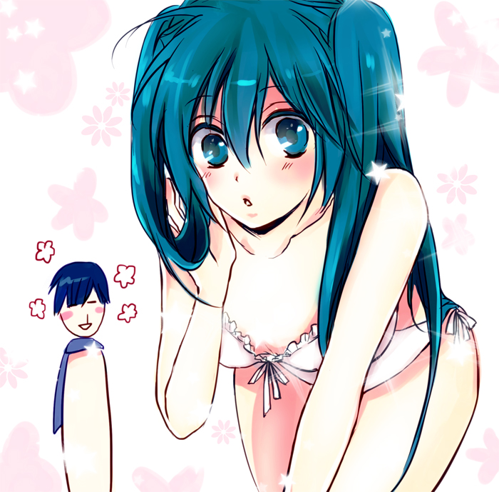 hatsune miku and kaito (vocaloid) drawn by ham_(eikasiahhh)