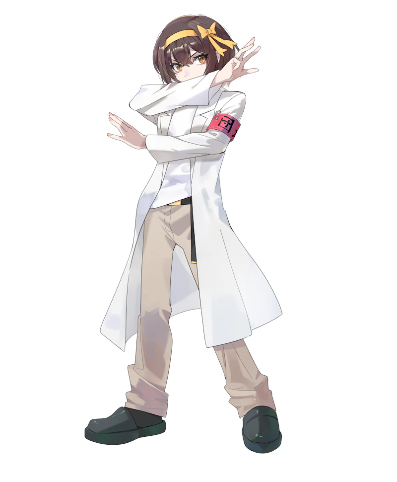 suzumiya haruhi and okabe rintarou (suzumiya haruhi no yuuutsu and 1 more) drawn by knightym22