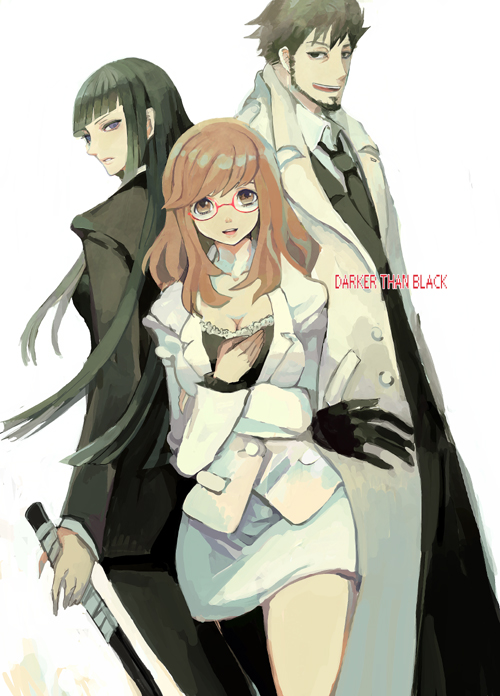 hazuki mina, shizume genma, and sawasaki youko (darker than black) drawn by migratory_tori
