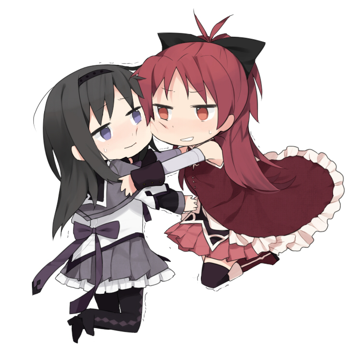 akemi homura and sakura kyoko (mahou shoujo madoka magica) drawn by tsuduya_(knt31)