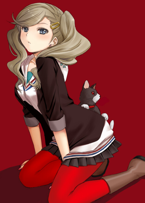 takamaki anne and morgana (persona and 1 more) drawn by seiru_(prairie)