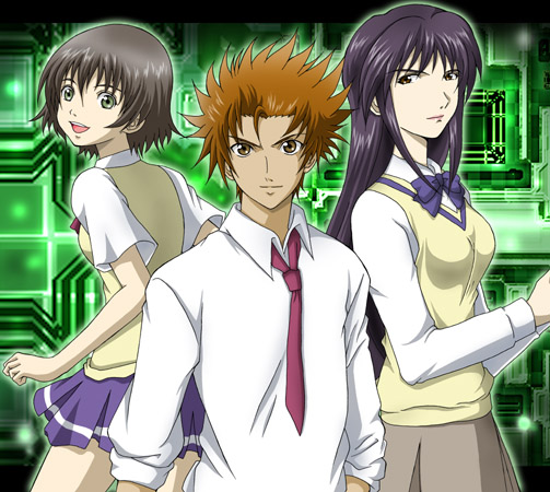 kaminagi ryouko, misaki shizuno, and sogoru kyou (zegapain) drawn by hanzou
