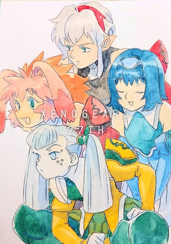 seraphita, tolone, dominia yizkor, and kelvena (xenogears) drawn by new_jirou