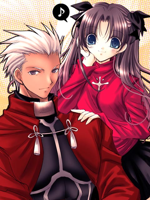 tohsaka rin and archer (fate and 1 more) drawn by vanilla_(nicolla)