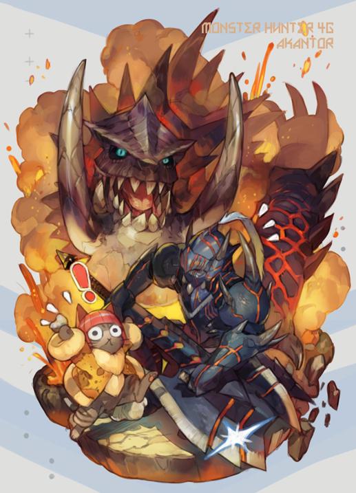 monster hunter, felyne, and akantor (monster hunter and 2 more) drawn by nishihara_isao