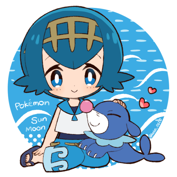 lana and popplio (pokemon and 1 more) drawn by bebe_0620