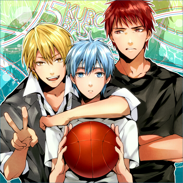 kuroko tetsuya, kise ryouta, and kagami taiga (kuroko no basuke) drawn by logi_bunbukucha