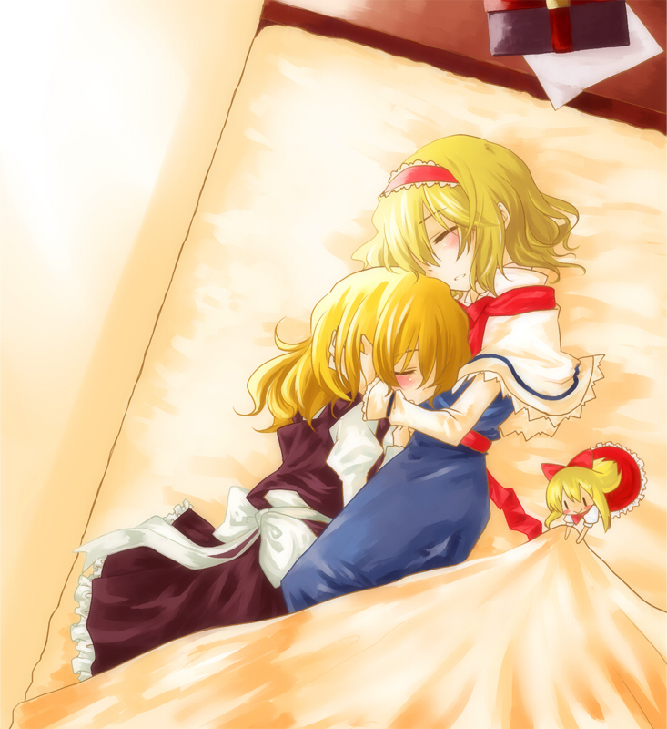 kirisame marisa, alice margatroid, and shanghai doll (touhou) drawn by myama