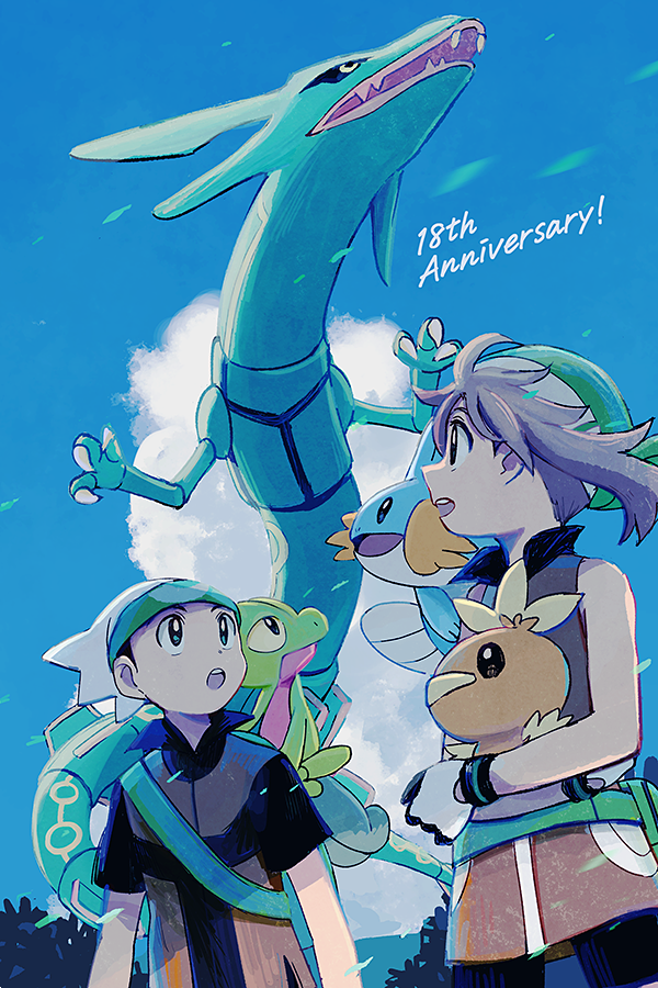 may, brendan, torchic, mudkip, treecko, and 1 more (pokemon and 2 more) drawn by popcorn_91