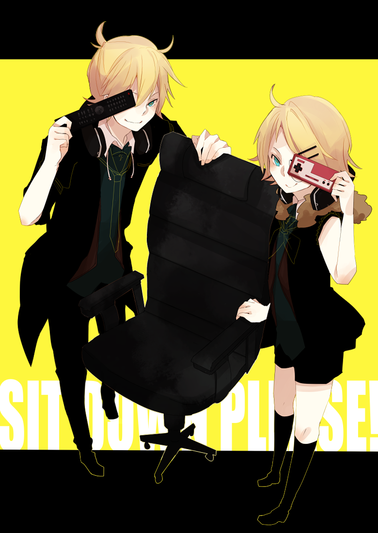 kagamine rin and kagamine len (vocaloid and 1 more) drawn by zakka_(d-o-t)