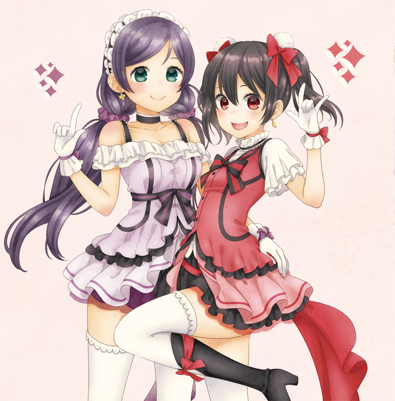 tojo nozomi and yazawa nico (love live! and 1 more) drawn by mizutamako
