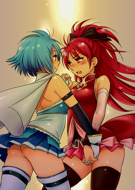 miki sayaka and sakura kyoko (mahou shoujo madoka magica) drawn by saida_nika