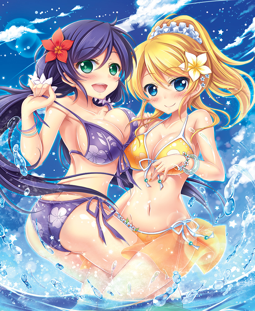 tojo nozomi and ayase eli (love live! and 1 more) drawn by shirakawako