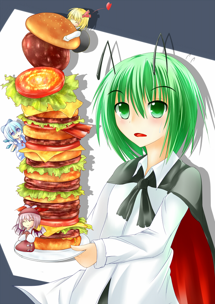 cirno, rumia, mystia lorelei, and wriggle nightbug (touhou) drawn by midori_(misuriru8)