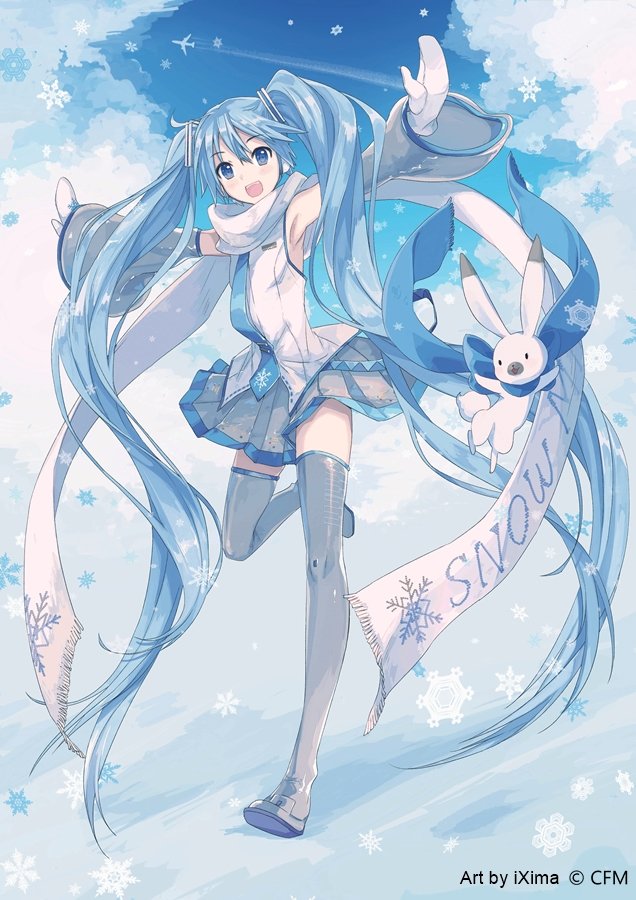 hatsune miku, yuki miku, and rabbit yukine (vocaloid) drawn by ixima