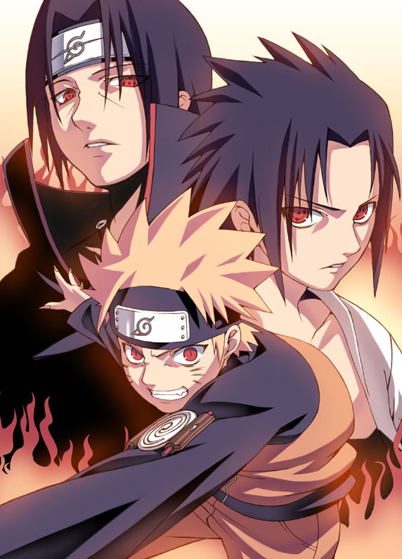 uzumaki naruto, uchiha sasuke, and uchiha itachi (naruto and 1 more) drawn by tasaka_shinnosuke