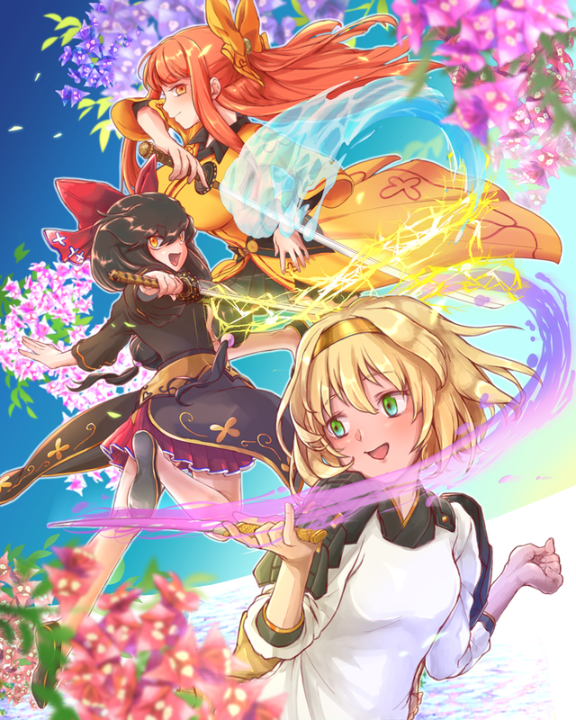 chatan nakiri, chiyoganemaru, and chiganemaru (tenka hyakken) drawn by merikoro
