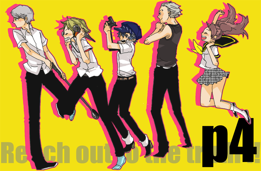 narukami yu, shirogane naoto, kujikawa rise, hanamura yousuke, and tatsumi kanji (persona and 1 more) drawn by ten_(ch)