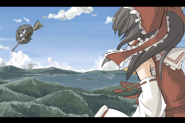 hakurei reimu and kirisame marisa (touhou) drawn by takuzui