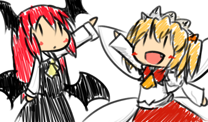 koakuma and sunny milk (touhou) drawn by kurosuke_(pixiv5704)